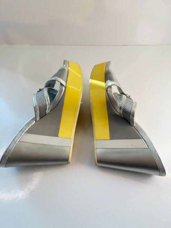 Prada Metallic Wedge Sandals – Women’s Size EU 36 / US 6 - Picture 7 of 16